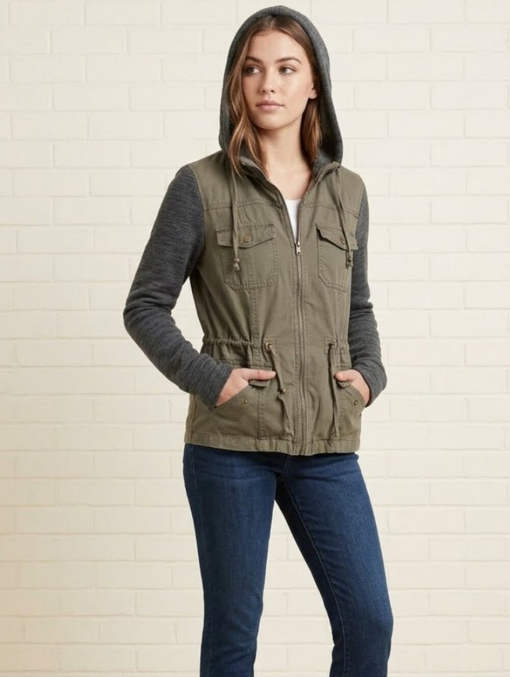 MUDD 2 Tone Full Zip Light Utility Jacket